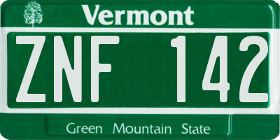 VT license plate ZNF142