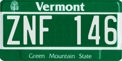 VT license plate ZNF146