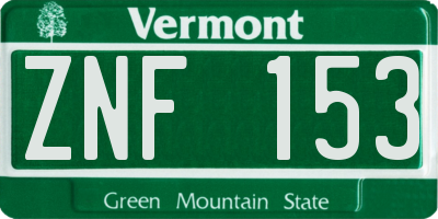 VT license plate ZNF153