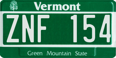 VT license plate ZNF154