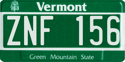 VT license plate ZNF156