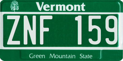 VT license plate ZNF159