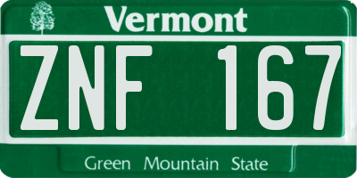 VT license plate ZNF167