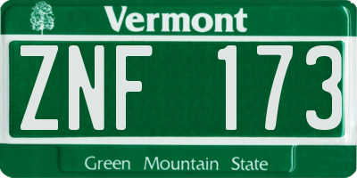 VT license plate ZNF173