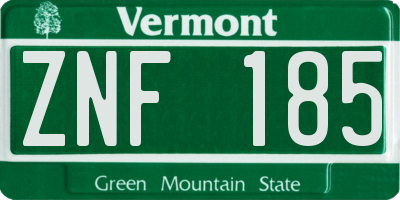 VT license plate ZNF185