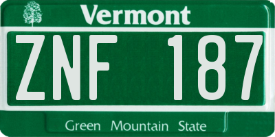 VT license plate ZNF187