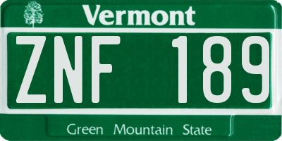 VT license plate ZNF189