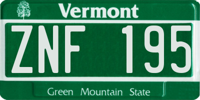 VT license plate ZNF195