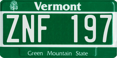 VT license plate ZNF197