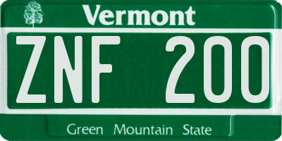 VT license plate ZNF200