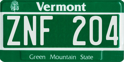 VT license plate ZNF204