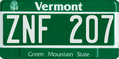 VT license plate ZNF207