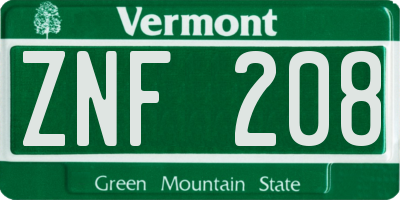VT license plate ZNF208