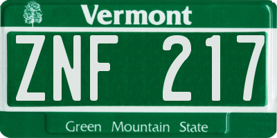 VT license plate ZNF217