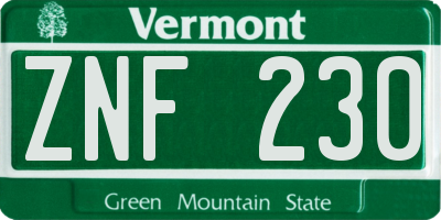VT license plate ZNF230