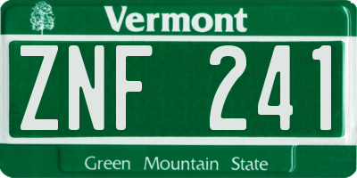 VT license plate ZNF241