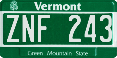 VT license plate ZNF243