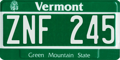 VT license plate ZNF245
