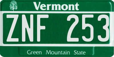 VT license plate ZNF253
