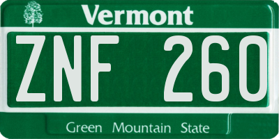 VT license plate ZNF260