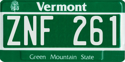 VT license plate ZNF261