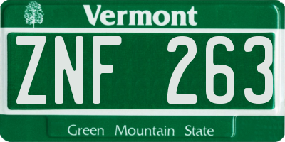 VT license plate ZNF263