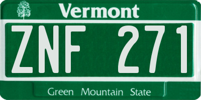 VT license plate ZNF271
