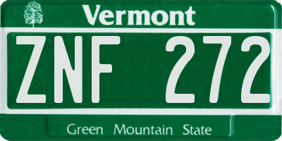 VT license plate ZNF272