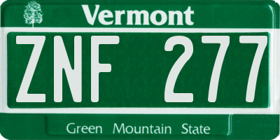VT license plate ZNF277