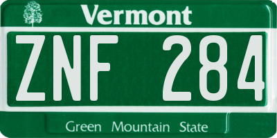 VT license plate ZNF284