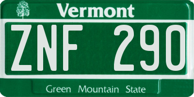 VT license plate ZNF290
