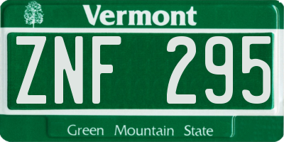 VT license plate ZNF295