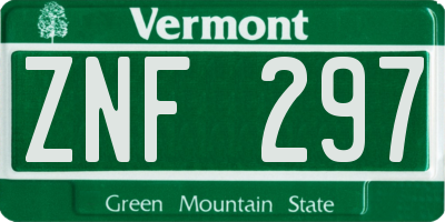 VT license plate ZNF297