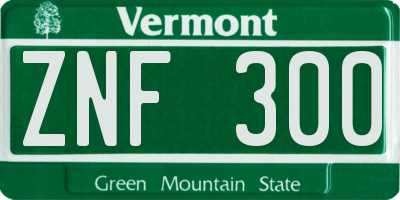 VT license plate ZNF300