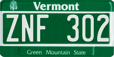 VT license plate ZNF302
