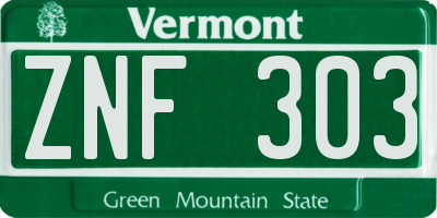 VT license plate ZNF303