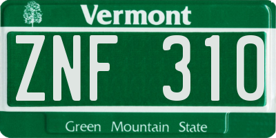 VT license plate ZNF310