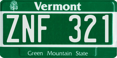 VT license plate ZNF321