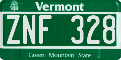 VT license plate ZNF328