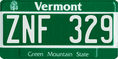 VT license plate ZNF329
