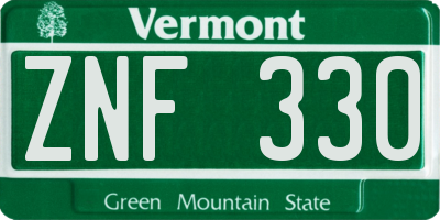 VT license plate ZNF330