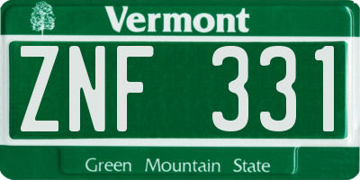 VT license plate ZNF331