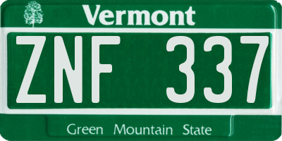 VT license plate ZNF337