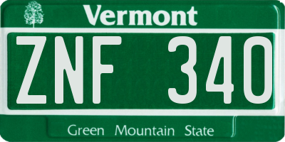 VT license plate ZNF340