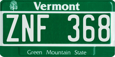 VT license plate ZNF368