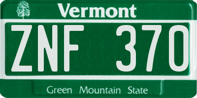 VT license plate ZNF370