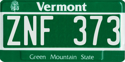 VT license plate ZNF373