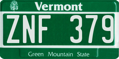VT license plate ZNF379