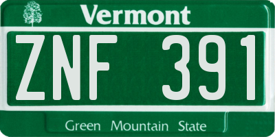 VT license plate ZNF391