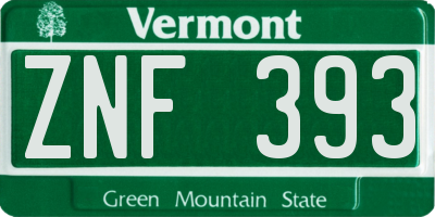 VT license plate ZNF393